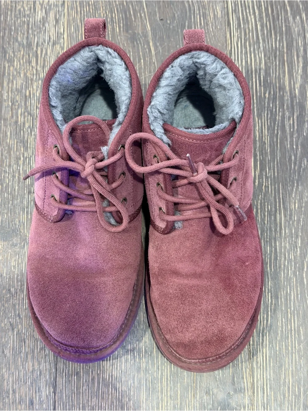 UGG Men's Wine Suede Lace-Up Ankle Boots